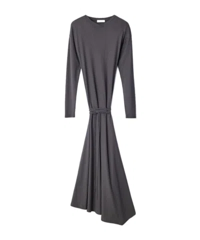 Lemaire Fluid Long-sleeve Dress In Silky Jersey Crepe In Gray