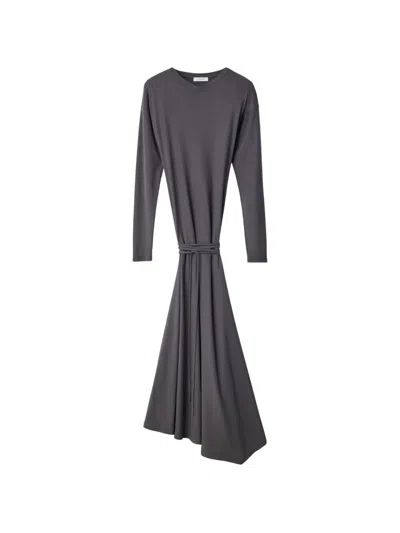 Lemaire Fluid Long-sleeve Dress In Silky Jersey Crepe In Gray