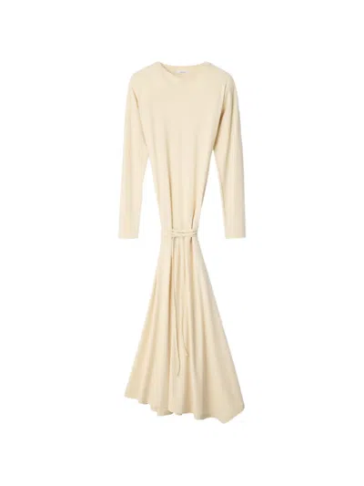 Lemaire Fluid Long-sleeve Dress In Silky Jersey Crepe In Neutral