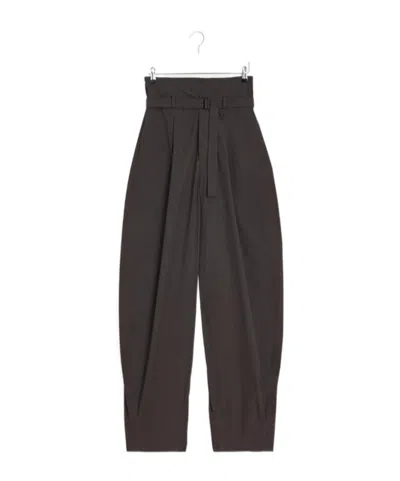 Lemaire Folded Waistband Pants In Brown
