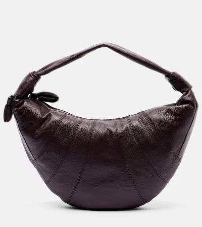 Lemaire Fortune Crescent Leather Shoulder Bag In Brown