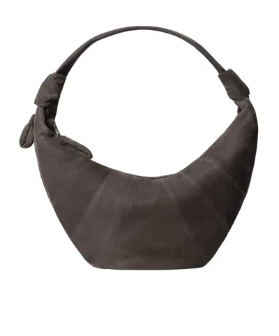 Lemaire Fortune Croissant Bag In Alpaca Nubuck Leather In Brown