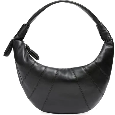 Lemaire Fortune Croissant Leather Shoulder Bag In Black
