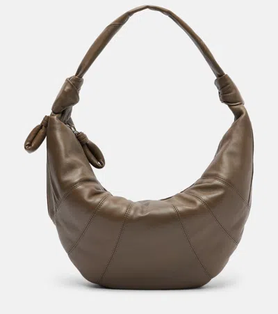 Lemaire Fortune Croissant Leather Shoulder Bag In Green