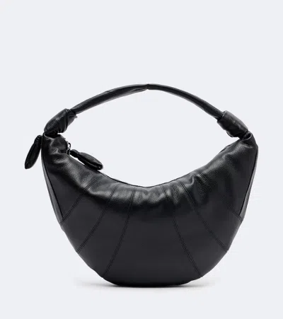 Lemaire Fortune Croissant Medium Leather Shoulder Bag In Black