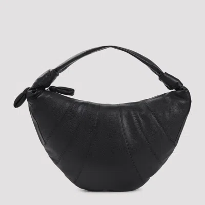 Lemaire Fortune Croissant Mini Leather Handbag In Black