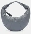 Lemaire Fortune Croissant Mini Leather Shoulder Bag In Gray