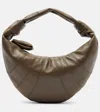 Lemaire Mini Fortune Croissant Paneled Leather Shoulder Bag In Green