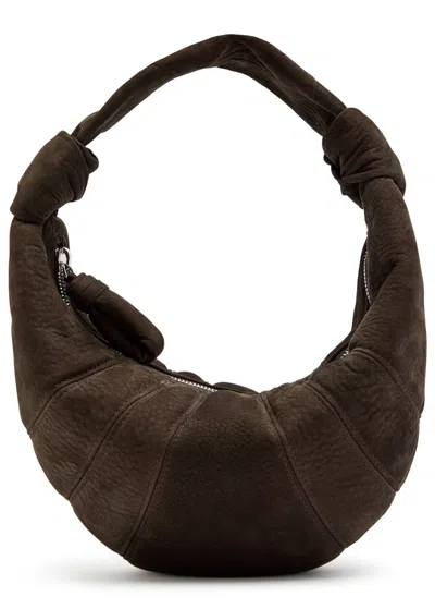 Lemaire Fortune Croissant Mini Nubuck Leather Shoulder Bag In Brown