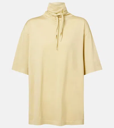 Lemaire Foulard Cotton Jersey T-shirt In Yellow