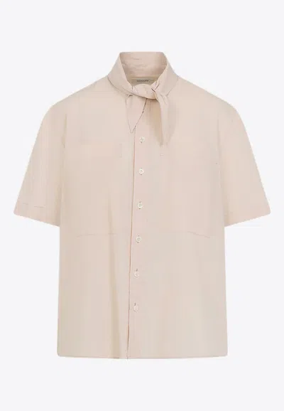 Lemaire Foulard-neck Short-sleeved Shirt In Pink