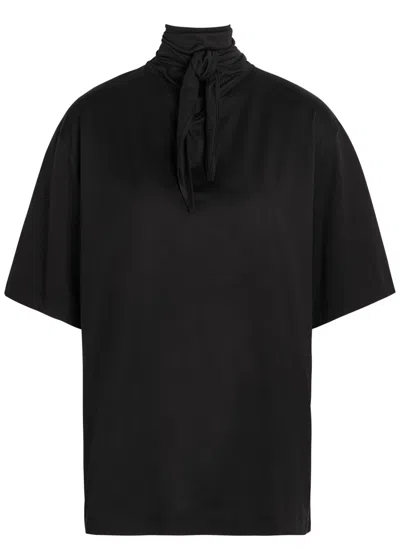 Lemaire Foulard-neck Cotton T-shirt In Black