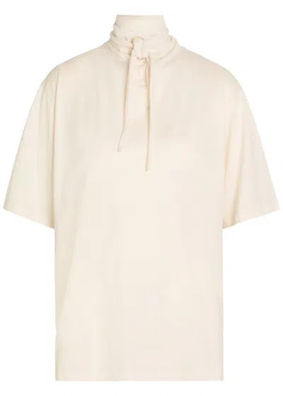 Lemaire Foulard-neck Cotton T-shirt In Neutral