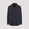 Lemaire Relaxed Fit Black Cotton Jacket With Classic Collar In Charcoal