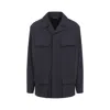 Lemaire Relaxed Fit Black Cotton Jacket With Classic Collar In Gray