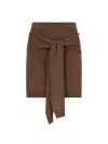 Lemaire Trompe L'ail Wool-blend Miniskirt In Brown
