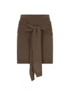 Lemaire Trompe L'ail Wool-blend Miniskirt In Brown