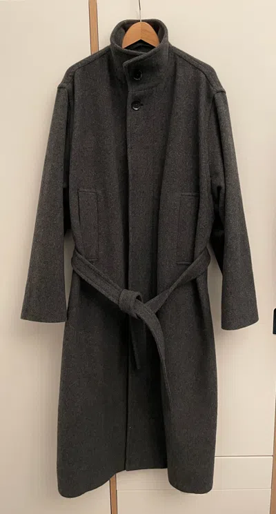 Pre-owned Lemaire Fw23 Robe-peignoir Bathrobe Cashmere Coat In Grey In Heather Grey