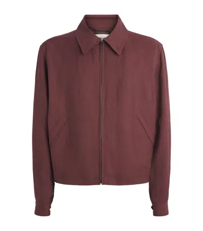 Lemaire Gabardine Cropped Jacket In Brown