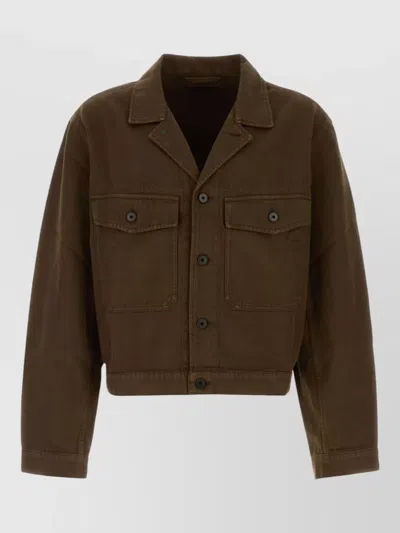 Lemaire Gabardine Jacket Collared Long Sleeves Pockets In Brown