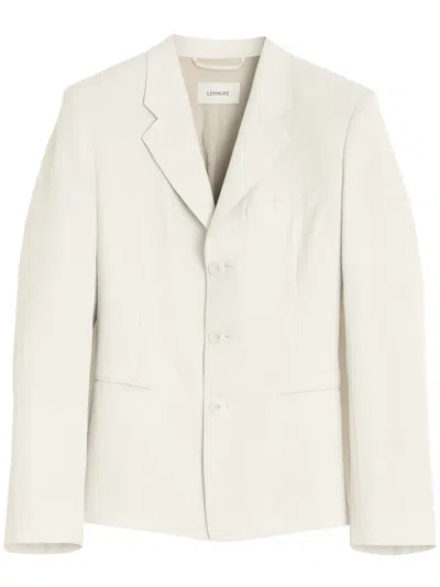 Lemaire Gabardine-weave Single-breasted Blazer In White