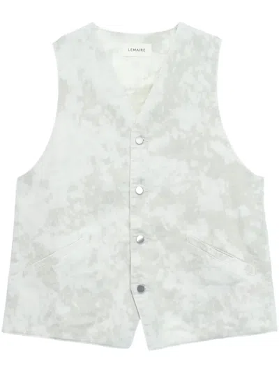 Lemaire Garment-dyed Cotton Gilet In Grey