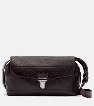 Lemaire Gear Small Leather Shoulder Bag In Burgundy