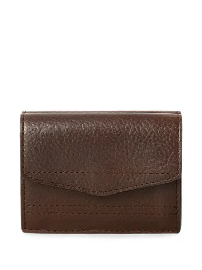Lemaire Gear Tri-fold Wallet In Leather In Brown