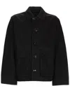 Lemaire Boxy Cropped Seam Detail Jacket In Black