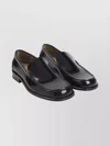 Lemaire Polished Black Calf Leather Loafers With Tonal Stitching In Black
