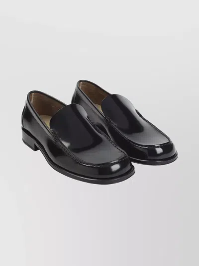 LEMAIRE GLOSSY ROUND TOE LOAFERS WITH STITCH DETAILING
