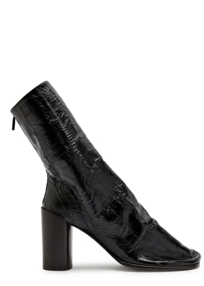 LEMAIRE LEMAIRE GLOVE 90 CRINKLED GLOSSED LEATHER ANKLE BOOTS
