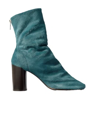 Lemaire Glove Ankle Boots 80mm Heel In Hairy Calfskin Leather In Green