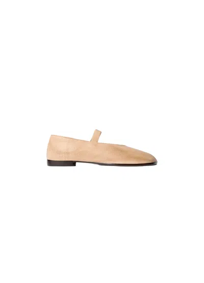 Lemaire Leather Glove Ballerinas Pointed Toe Strap In Neutral