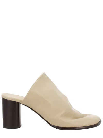 Lemaire Glove Lamb Leather Block Mules In Neutral
