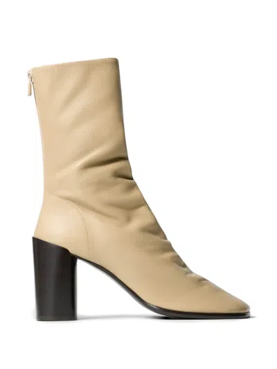 Lemaire Glove Leather Ankle Boots In Neutral