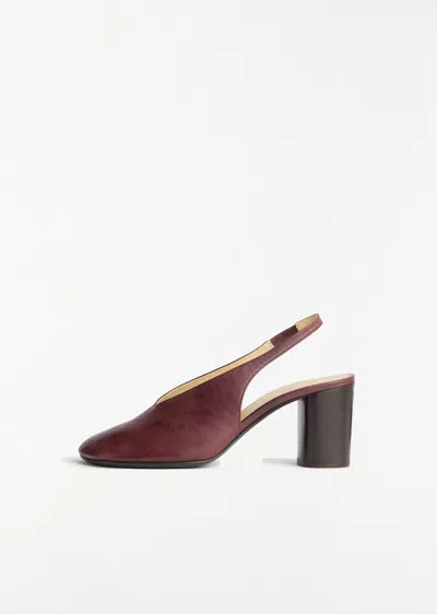 Lemaire 80 Mm Glove Slingback Pumps In Shaded Lambskin In Brown