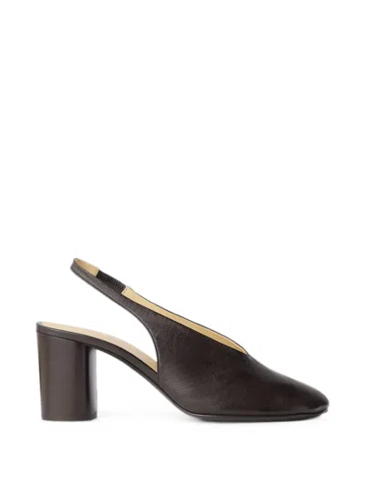 Lemaire Glove Slingback Pumps 80mm Heel In Leather In Brown