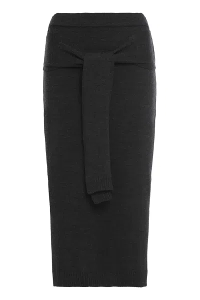 Lemaire Gonna Trompe-l I In Sweater In Black