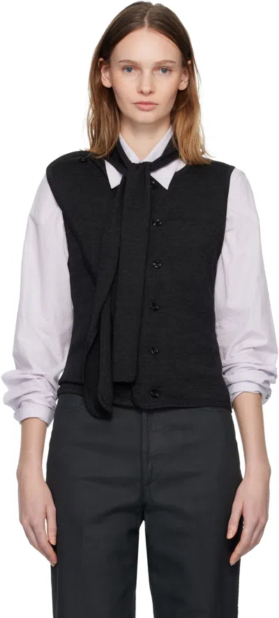 Lemaire Gray Asymmetrical Sleeveless Cardigan In Multi