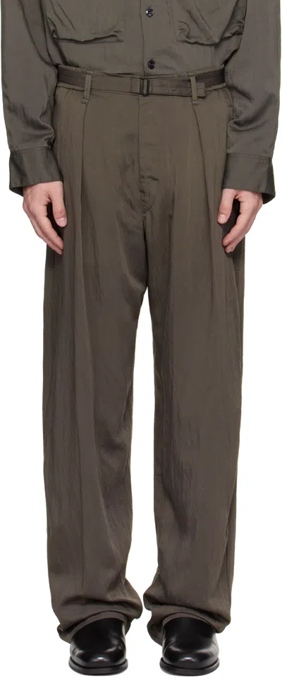 LEMAIRE GRAY BELTED RELAXED TROUSERS