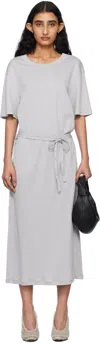 Lemaire Gray Belted Rib T-shirt Midi Dress In Bk942 Blue Grey
