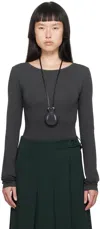 Lemaire Gray Boat Neck Bodysuit In Bk959 Zinc
