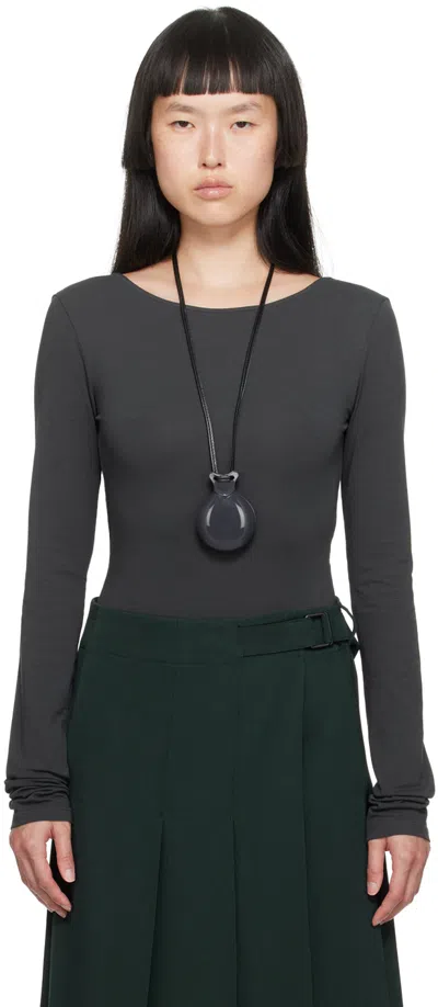 Lemaire Grey Boat Neck Bodysuit In Bk959 Zinc