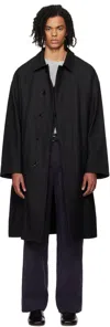 Lemaire Mixed Color Effect Coat In Mu200 Black / Grey M
