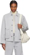 Lemaire Oversized Overshirt In Bk948 Snowy Blue Gre