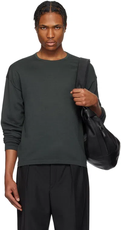Lemaire Gray Crew Neck Sweater In Bk992 Carbon