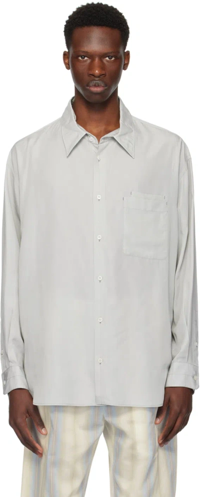 Lemaire Gray Double Pocket Shirt In Bk888 Cloud Grey