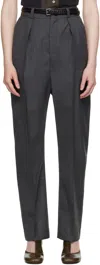 Lemaire Gray Dropped Crotch Soft Trousers In Mu099 Grey Melange