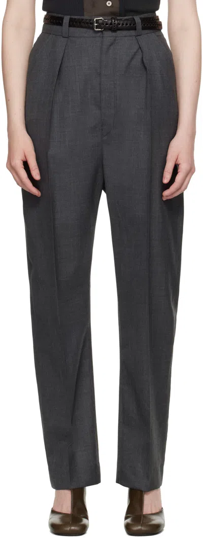 Lemaire Gray Dropped Crotch Soft Trousers In Mu099 Grey Melange
